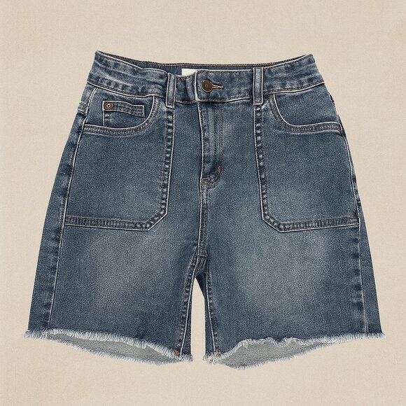 Tribal Jeans Audrey Mid-Rise Bermuda Denim Shorts - Size 4 - Picture 1 of 3